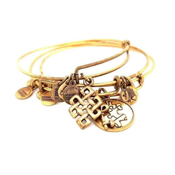 Lot of 3 Alex & Ani Gold Colored Bracelets - Picture 1 of 6